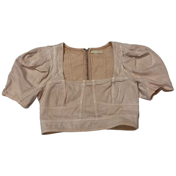 Ulla Johnson Renee Denim Bustier Puff Sleeve Crop Top - Sweetbriar - 6 - Picture 8 of 16